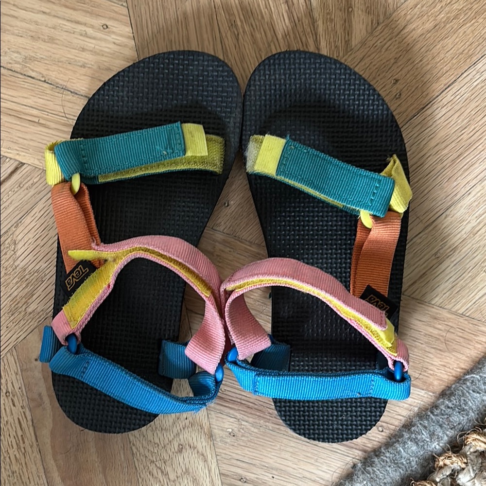 Teva Pink and Blue Sport Sandals with Adjustable Straps